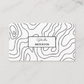 抽象芸術ブラックラインパターンモノグラムスクリプト名 名刺 (正面)