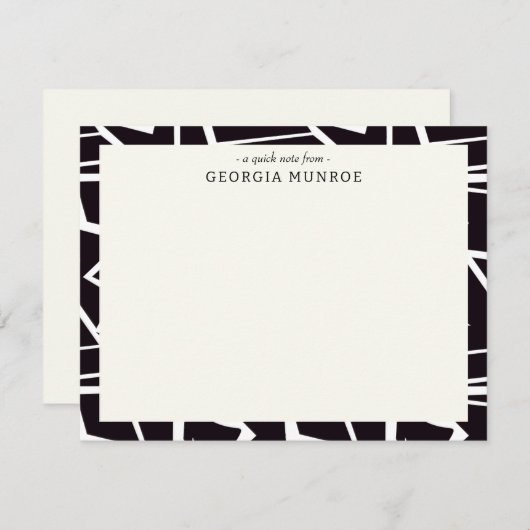 抽象芸術ブラック文パーソナライズされた具 ノートカード (正面/裏面)