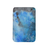 抽象芸術ブラック水色 バスマット (正面縦)