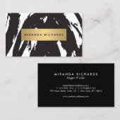 抽象芸術ブラック筆跡名刺 名刺 (正面/裏面)