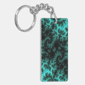 抽象芸術ブラック緑フラクタルパターン キーホルダー (正面左)