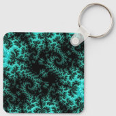 抽象芸術ブラック緑フラクタルパターン キーホルダー (裏面)