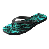 抽象芸術ブラック緑フラクタルパターン ビーチサンダル (アングル)
