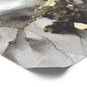 抽象芸術ブラック金ゴールドアルコールインク ポスター (角)