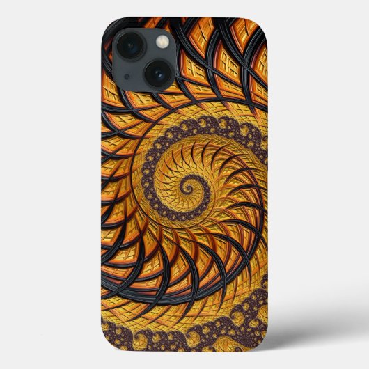 抽象芸術ブラック金ゴールドスパイラルフラクタル Case-Mate iPhoneケース (裏面)