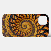 抽象芸術ブラック金ゴールドスパイラルフラクタル Case-Mate iPhoneケース (裏面 (横))