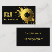 抽象芸術ブラック金ゴールドミュージックディスクDJ 名刺 (正面/裏面)