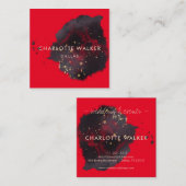 抽象芸術ブラック金ゴールド水カラー（ばちゃばちゃ）跳ねる スクエア名刺 (正面/裏面)