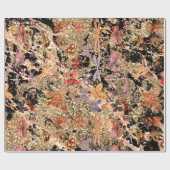 抽象芸術ブラック金ゴールド牧草蝶の昆虫の宝石 ラッピングペーパー (フラット)