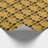 抽象芸術ブラック金ゴールド（紋章の）フラ・ダ・リ ラッピングペーパー (角)