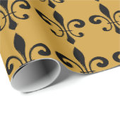 抽象芸術ブラック金ゴールド（紋章の）フラ・ダ・リ ラッピングペーパー (ロールコーナー)