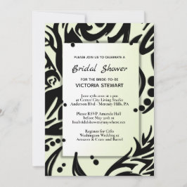 抽象芸術ブラック&グリーントライバルブライダルシャワー 招待状