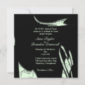 抽象芸術ブラック&グリーン音楽結婚式招待状 招待状 (正面)