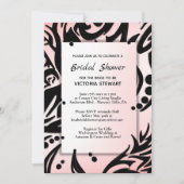 抽象芸術ブラック&ピンクトライバルブライダルシャワー 招待状 (正面)