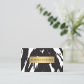 抽象芸術ブラック・ブラシストロークでメイクアップアーティスト 名刺 (スタンド正面)