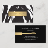 抽象芸術ブラック・ブラシストロークでメイクアップアーティスト 名刺 (正面/裏面)