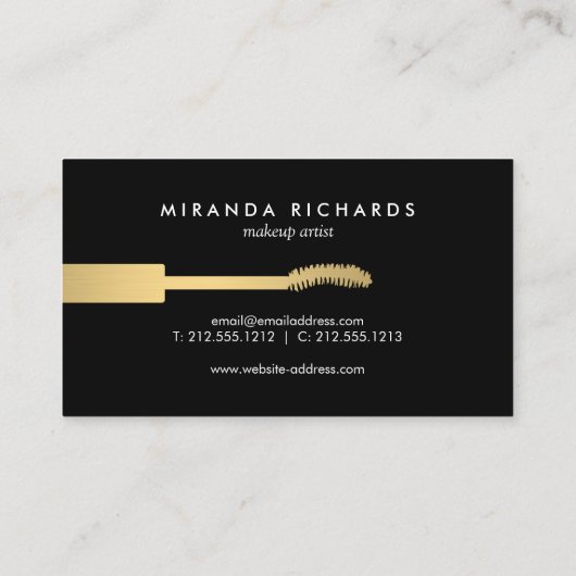 抽象芸術ブラック・ブラシストロークでメイクアップアーティスト 名刺 (裏面)
