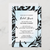 抽象芸術ブラック&ブルートライバルブライダルシャワー 招待状 (正面)