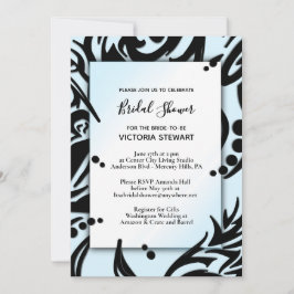 抽象芸術ブラック&ブルートライバルブライダルシャワー 招待状
