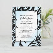 抽象芸術ブラック&ブルートライバルブライダルシャワー 招待状 (スタンド正面)