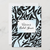 抽象芸術ブラック&ブルートライバルブライダルシャワー 招待状 (裏面)