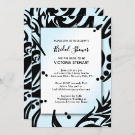 抽象芸術ブラック&ブルートライバルブライダルシャワー 招待状