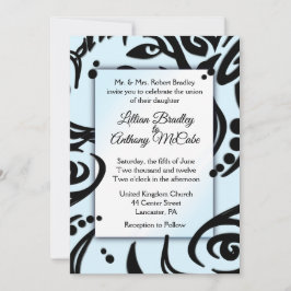 抽象芸術ブラック&ブルートライバル結婚式招待状 招待状
