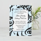 抽象芸術ブラック&ブルートライバル結婚式招待状 招待状 (スタンド正面)