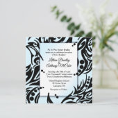 抽象芸術ブラック&ブルートライバル結婚式招待状 招待状 (スタンド正面)