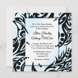 抽象芸術ブラック&ブルートライバル結婚式招待状 招待状