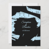 抽象芸術ブラック&ブルー音楽結婚式招待状 招待状 (裏面)