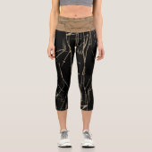 抽象芸術ブラック_ベージュヨガカプリスバイジョヤイブ カプリレギンス (正面)