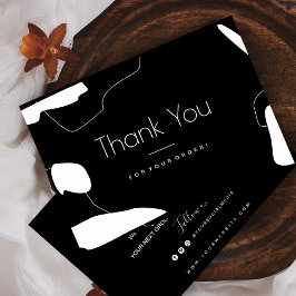 抽象芸術ブラック&ホワイトサンキュービジネスカード サンキューカード
