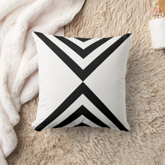抽象芸術ブラック&ホワイトストライプの装飾用クッション クッション (ブランケット)