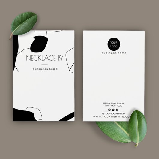 抽象芸術ブラック&ホワイトネックレスディスプレイカード