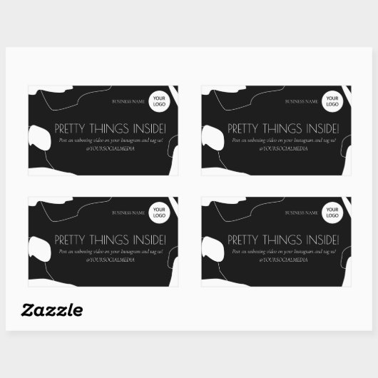 抽象芸術ブラック&ホワイトビジネスの包装ステッカー 長方形シール (シート)