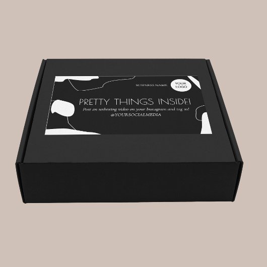 抽象芸術ブラック&ホワイトビジネスの包装ステッカー 長方形シール