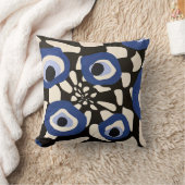 抽象芸術ブラック&ホワイト枕とブルービジョンアイ クッション (ブランケット)