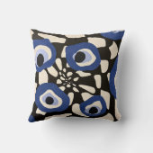 抽象芸術ブラック&ホワイト枕とブルービジョンアイ クッション (裏面)