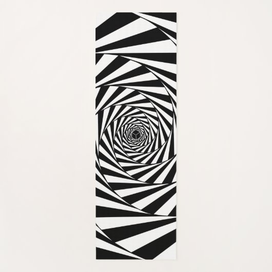 抽象芸術ブラック&ホワイト渦巻螺旋階段アート ヨガマット (正面)