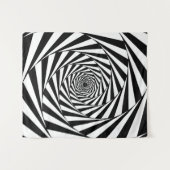 抽象芸術ブラック&ホワイト渦巻階段 タペストリー (正面(横))