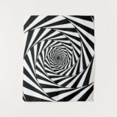 抽象芸術ブラック&ホワイト渦巻階段 タペストリー (正面)