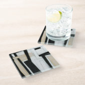 抽象芸術ブラック&ホワイト絵画ズ ガラスコースター (アングル)