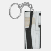 抽象芸術ブラック&ホワイト絵画ズ キーホルダー (正面左)
