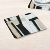 抽象芸術ブラック&ホワイト絵画ズ スクエアペーパーコースター (アングル)