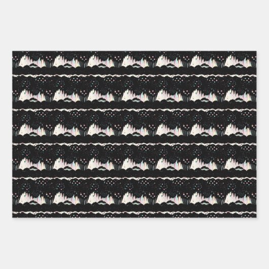 抽象芸術ブラック、ホワイト、およびパステルカラースプラッシュ ラッピングペーパーシート (正面)