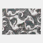 抽象芸術ブラック&ホワイト(カラー詳細または不合格) キッチンタオル (横)