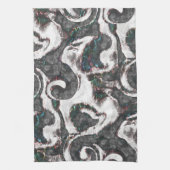 抽象芸術ブラック&ホワイト(カラー詳細または不合格) キッチンタオル (縦)