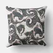 抽象芸術ブラック&ホワイト(カラー詳細または不合格) クッション (裏面)