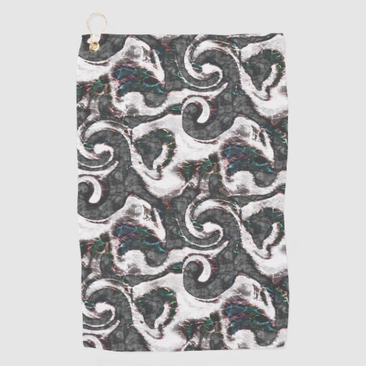 抽象芸術ブラック&ホワイト(カラー詳細または不合格) ゴルフタオル (正面)